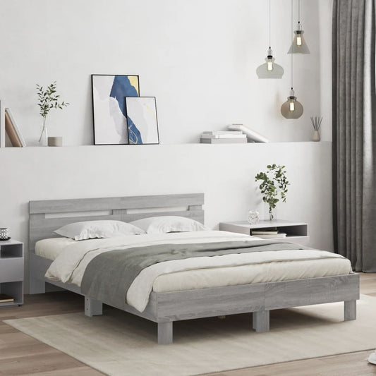 vidaXL Bed Frame | Grey Sonoma | Engineered wood | Double | Durable | Bed Frame