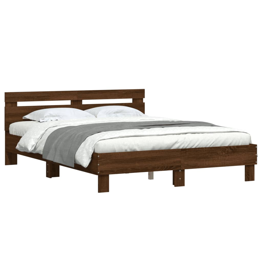 vidaXL Bed Frame | Brown Oak | Engineered Wood | Double | Durable | Bed Frame