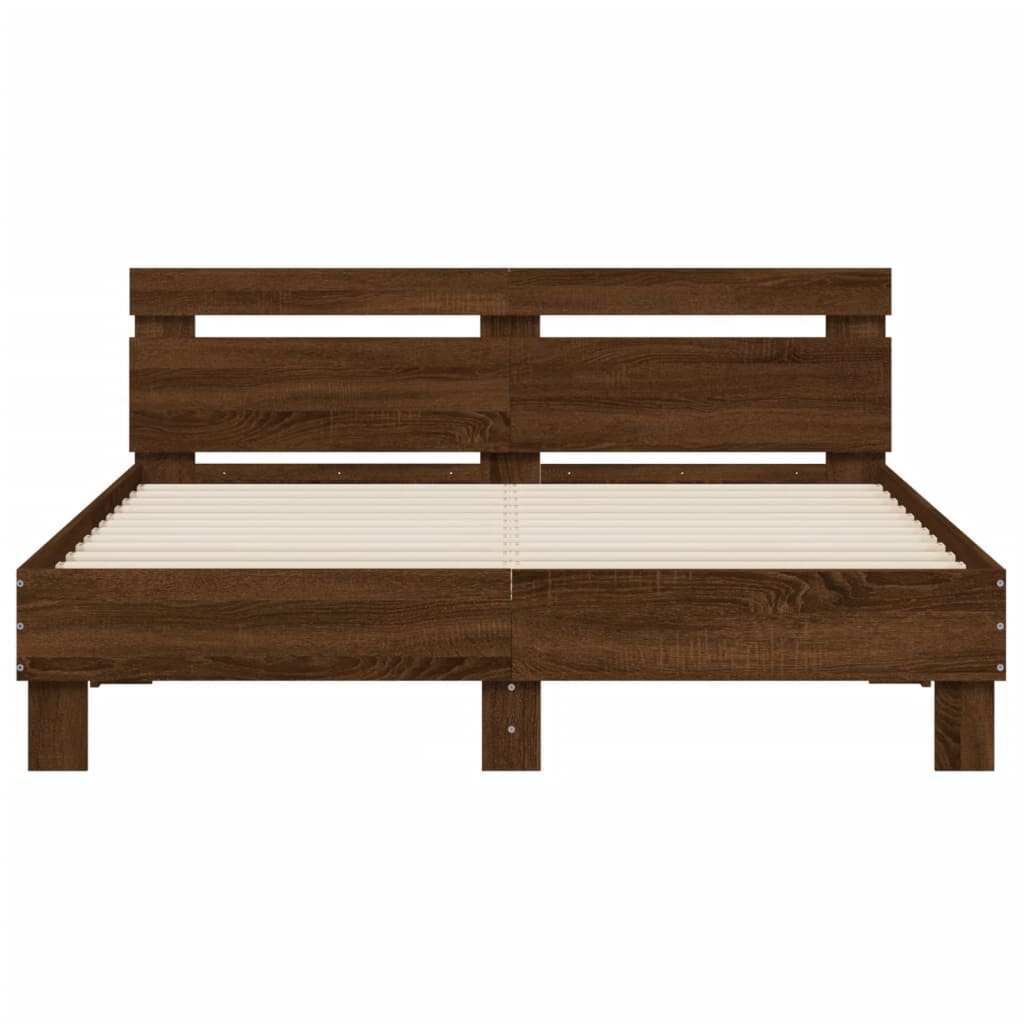 vidaXL Bed Frame | Brown Oak | Engineered Wood | Double | Durable | Bed Frame