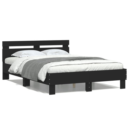 vidaXL Bed Frame | Black | Engineered wood | Double | Durable | Bed Frame