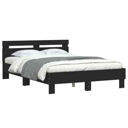 vidaXL Bed Frame | Black | Engineered wood | Double | Durable | Bed Frame