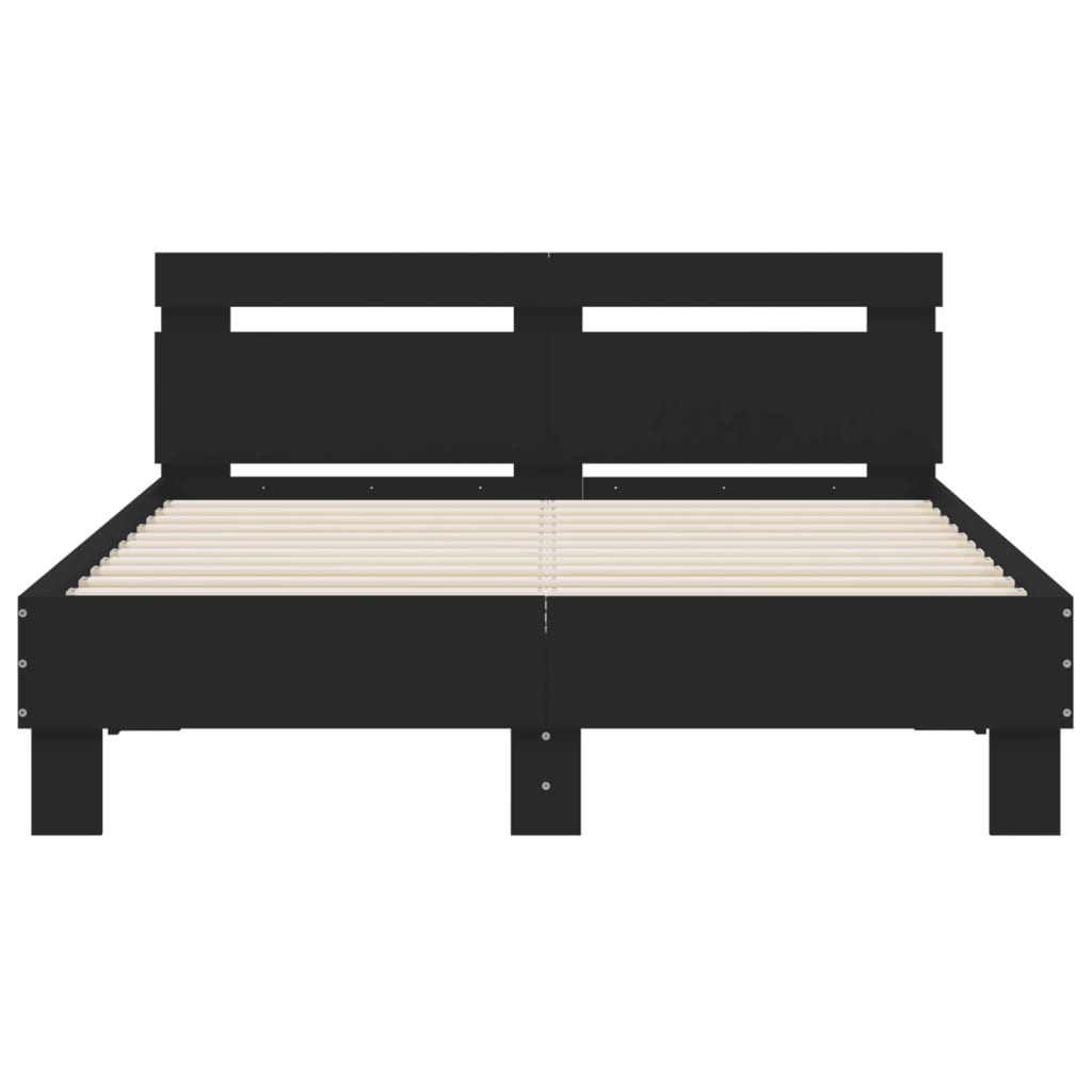 vidaXL Bed Frame | Black | Engineered wood | Double | Durable | Bed Frame