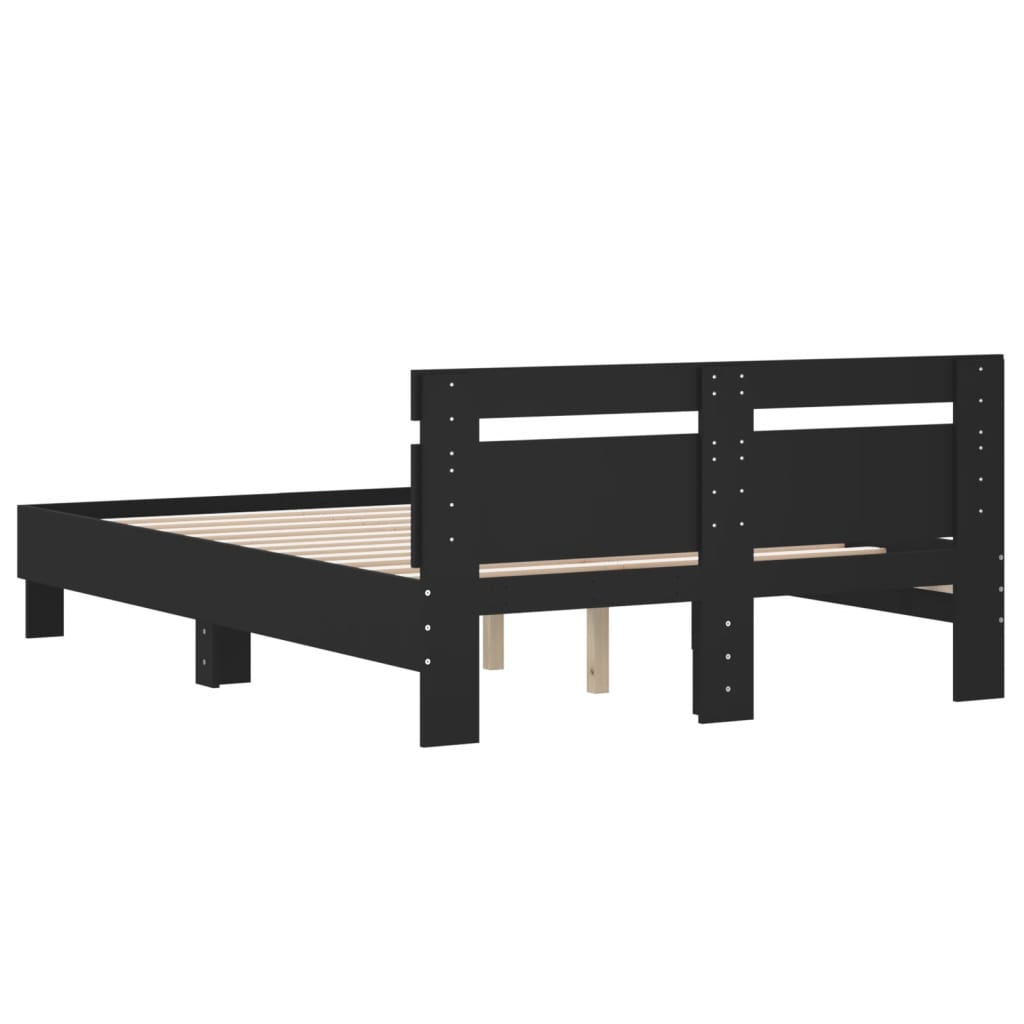 vidaXL Bed Frame | Black | Engineered wood | Double | Durable | Bed Frame
