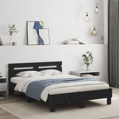 vidaXL Bed Frame | Black | Engineered wood | Double | Durable | Bed Frame