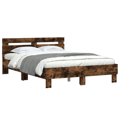 vidaXL Bed Frame | Smoked Oak | Engineered wood, Plywood | 120x200 cm | Modern