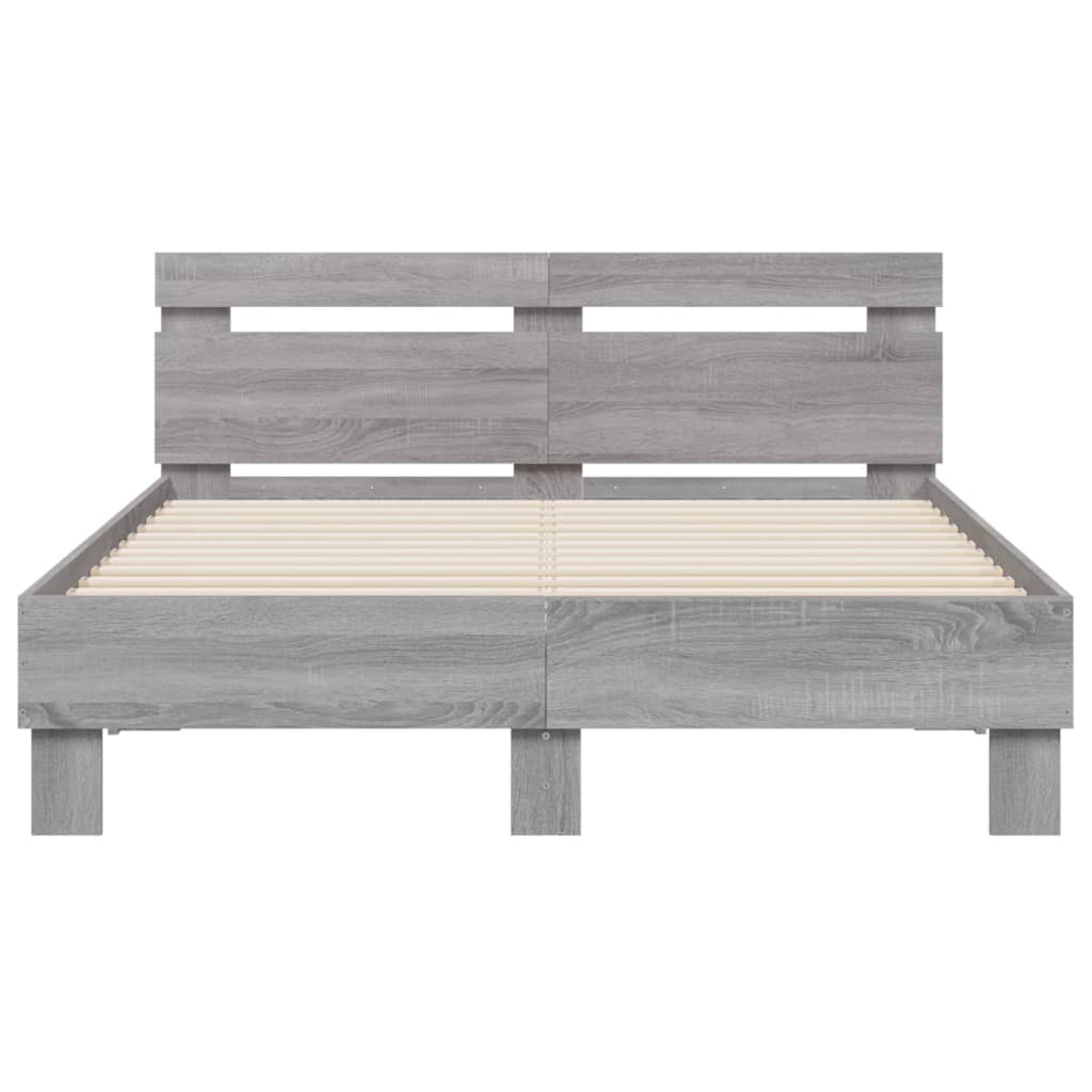 vidaXL Bed Frame | Grey Sonoma | Engineered Wood | Double | Modern | Bed Frame