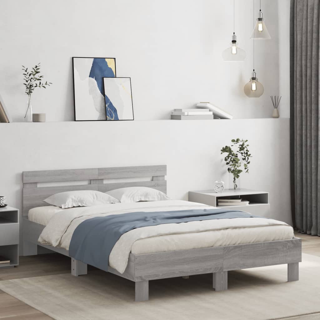 vidaXL Bed Frame | Grey Sonoma | Engineered Wood | Double | Modern | Bed Frame