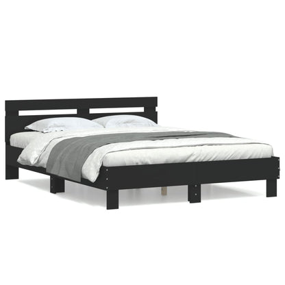vidaXL Bed Frame | Black | Engineered wood | Double | Modern | Bed Frame