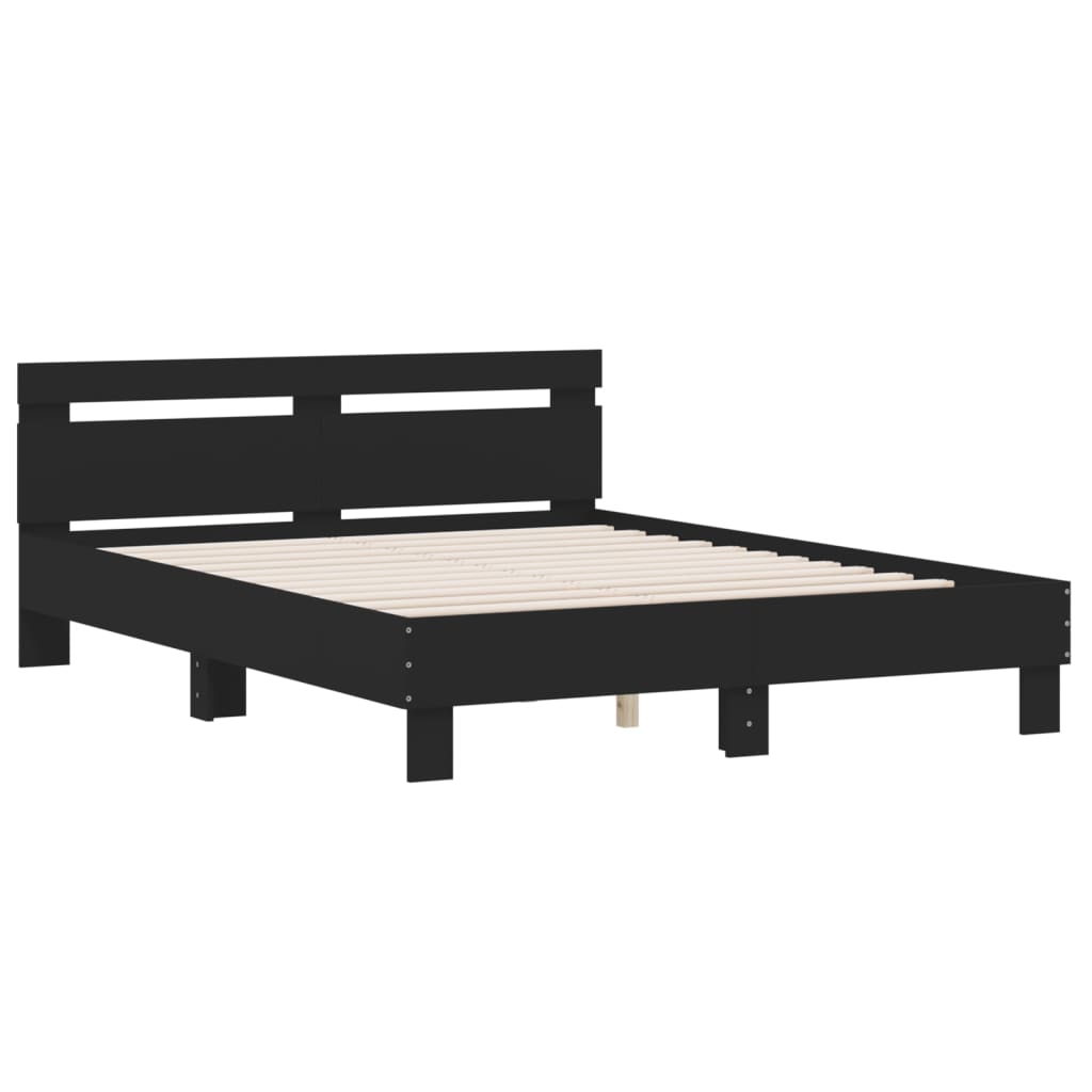 vidaXL Bed Frame | Black | Engineered wood | Double | Modern | Bed Frame