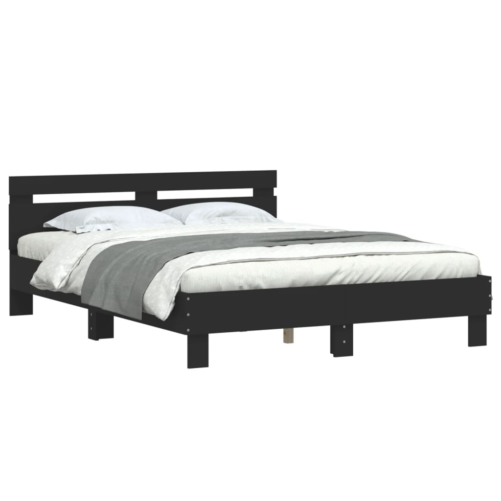 vidaXL Bed Frame | Black | Engineered wood | Double | Modern | Bed Frame