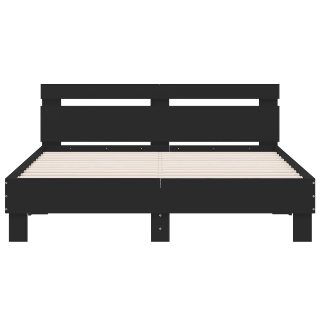 vidaXL Bed Frame | Black | Engineered wood | Double | Modern | Bed Frame