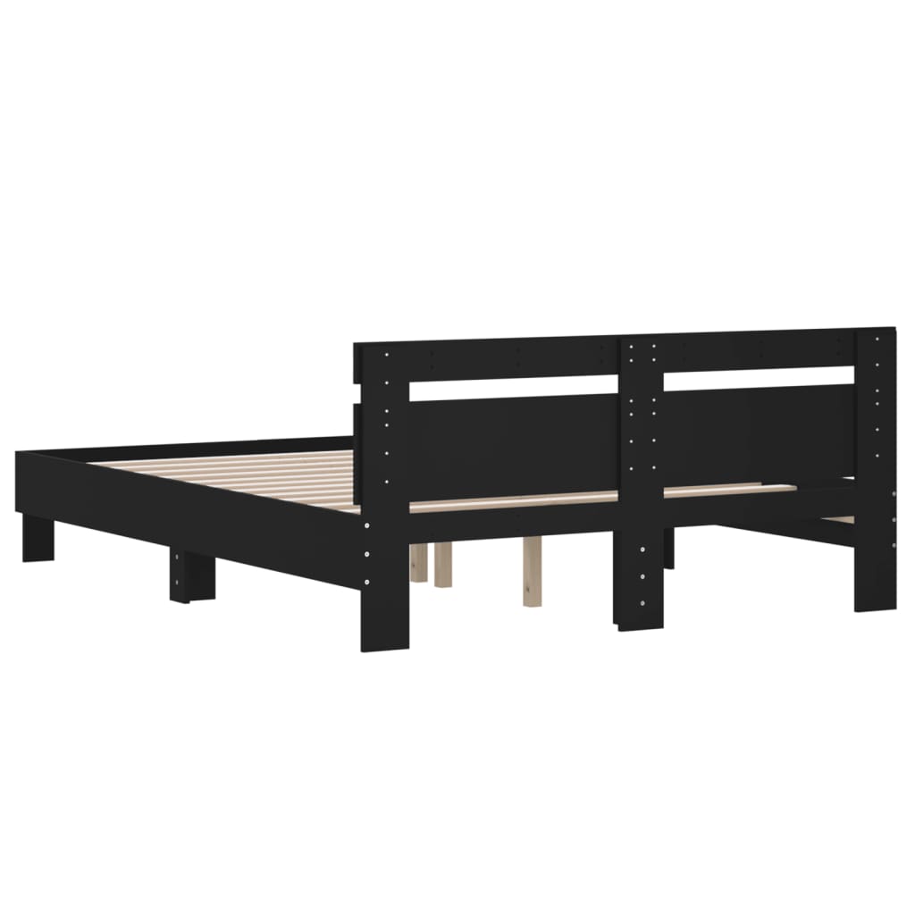 vidaXL Bed Frame | Black | Engineered wood | Double | Modern | Bed Frame