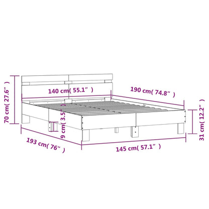 vidaXL Bed Frame | Concrete grey | Engineered wood | Double | Durable