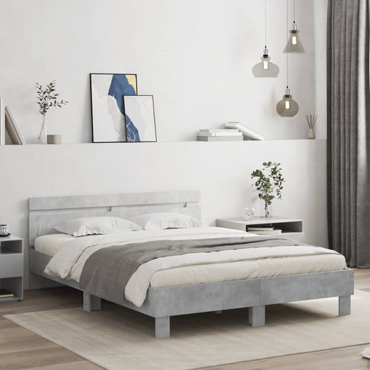 vidaXL Bed Frame | Concrete grey | Engineered wood | Double | Durable