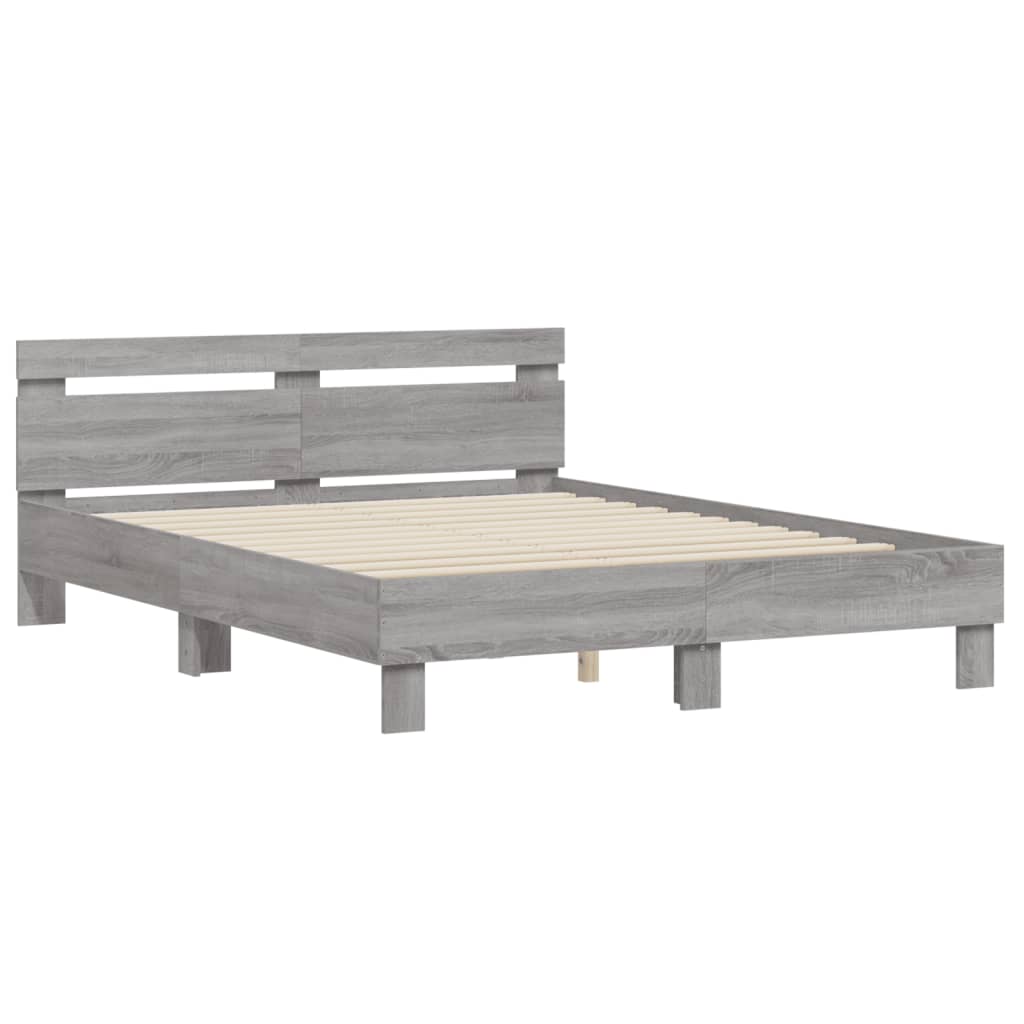 vidaXL Bed Frame | Grey Sonoma | Engineered wood | 140x190 cm | Durable