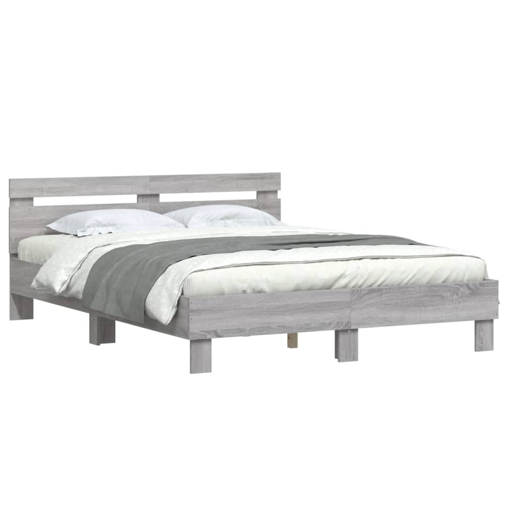 vidaXL Bed Frame | Grey Sonoma | Engineered wood | 140x190 cm | Durable