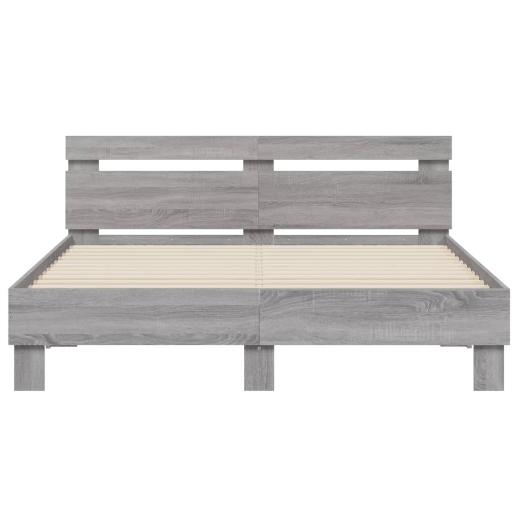 vidaXL Bed Frame | Grey Sonoma | Engineered wood | 140x190 cm | Durable