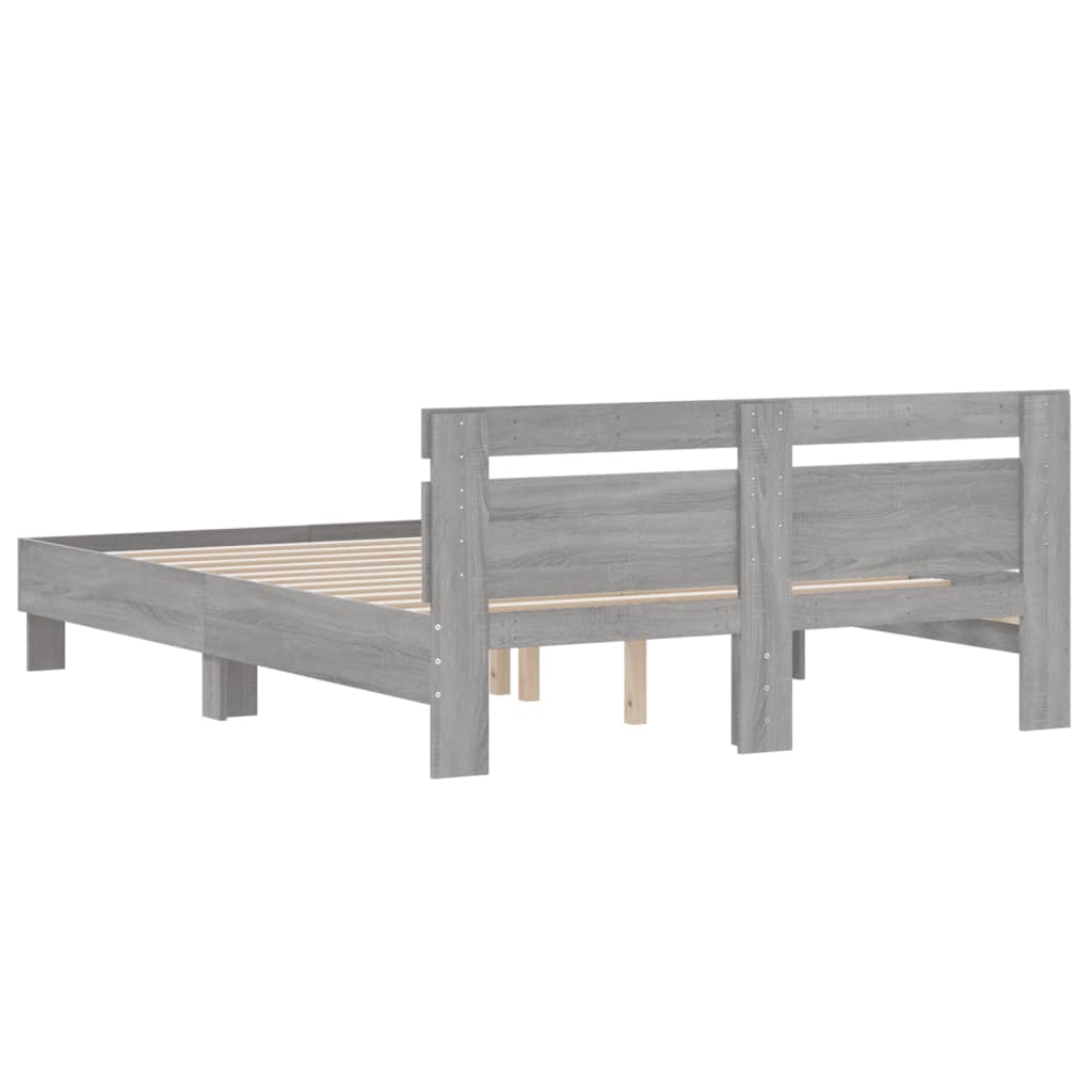 vidaXL Bed Frame | Grey Sonoma | Engineered wood | 140x190 cm | Durable
