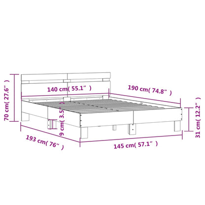 vidaXL Bed Frame | Grey Sonoma | Engineered wood | 140x190 cm | Durable