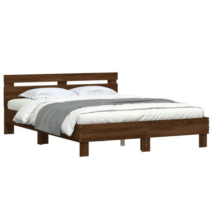 vidaXL Bed Frame | Brown oak | Engineered wood | Double |  Simplistic