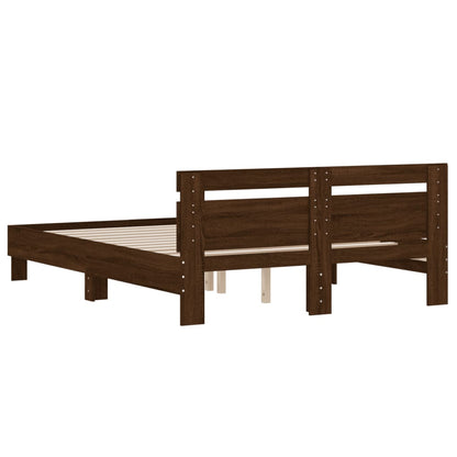 vidaXL Bed Frame | Brown oak | Engineered wood | Double |  Simplistic