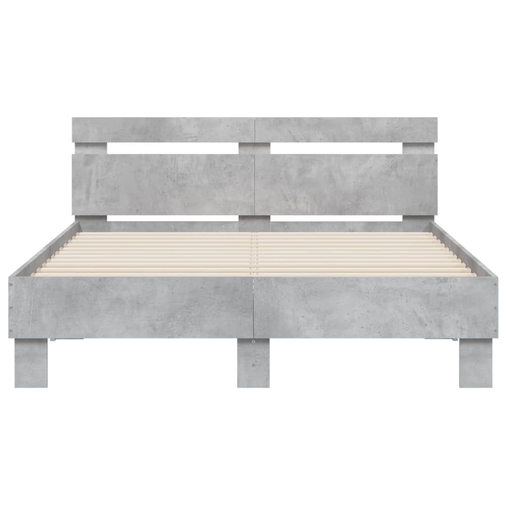 vidaXL Bed Frame | Concrete grey | Engineered wood, Plywood slats | Double