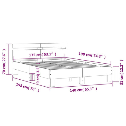 vidaXL Bed Frame | Concrete grey | Engineered wood, Plywood slats | Double