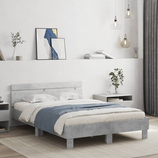 vidaXL Bed Frame | Concrete grey | Engineered wood, Plywood slats | Double