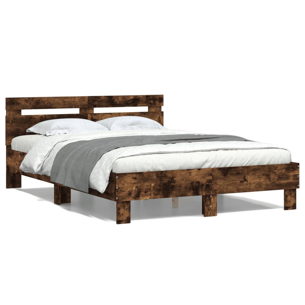 vidaXL Bed Frame without Mattress Smoked Oak 135x190 cm Double