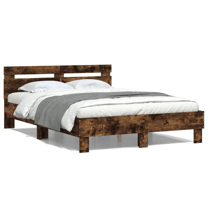 vidaXL Bed Frame without Mattress Smoked Oak 135x190 cm Double