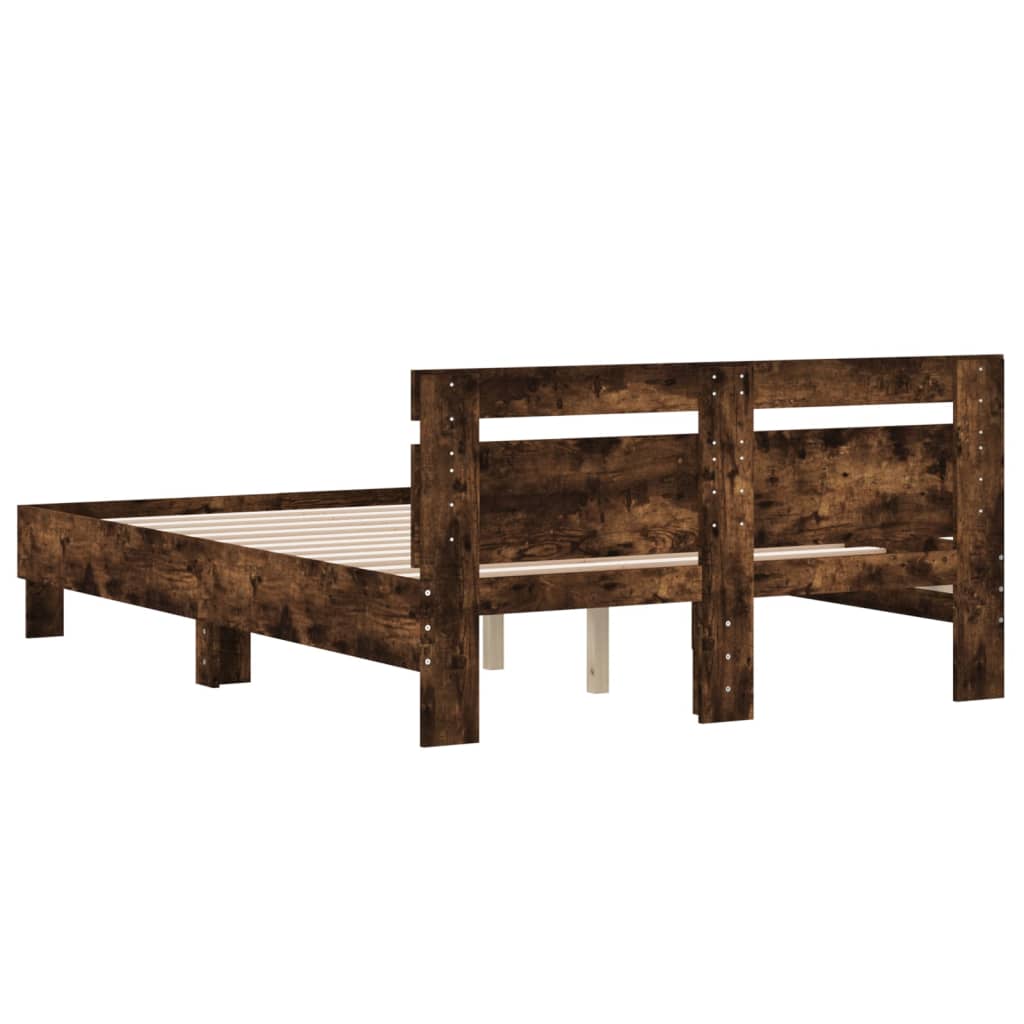 vidaXL Bed Frame without Mattress Smoked Oak 135x190 cm Double