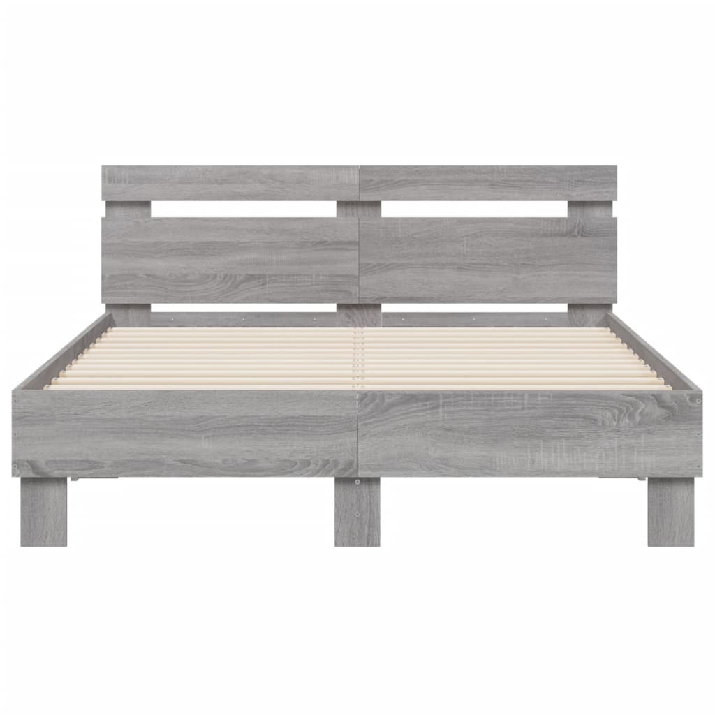vidaXL Bed Frame without Mattress Grey Sonoma 135x190 cm Double