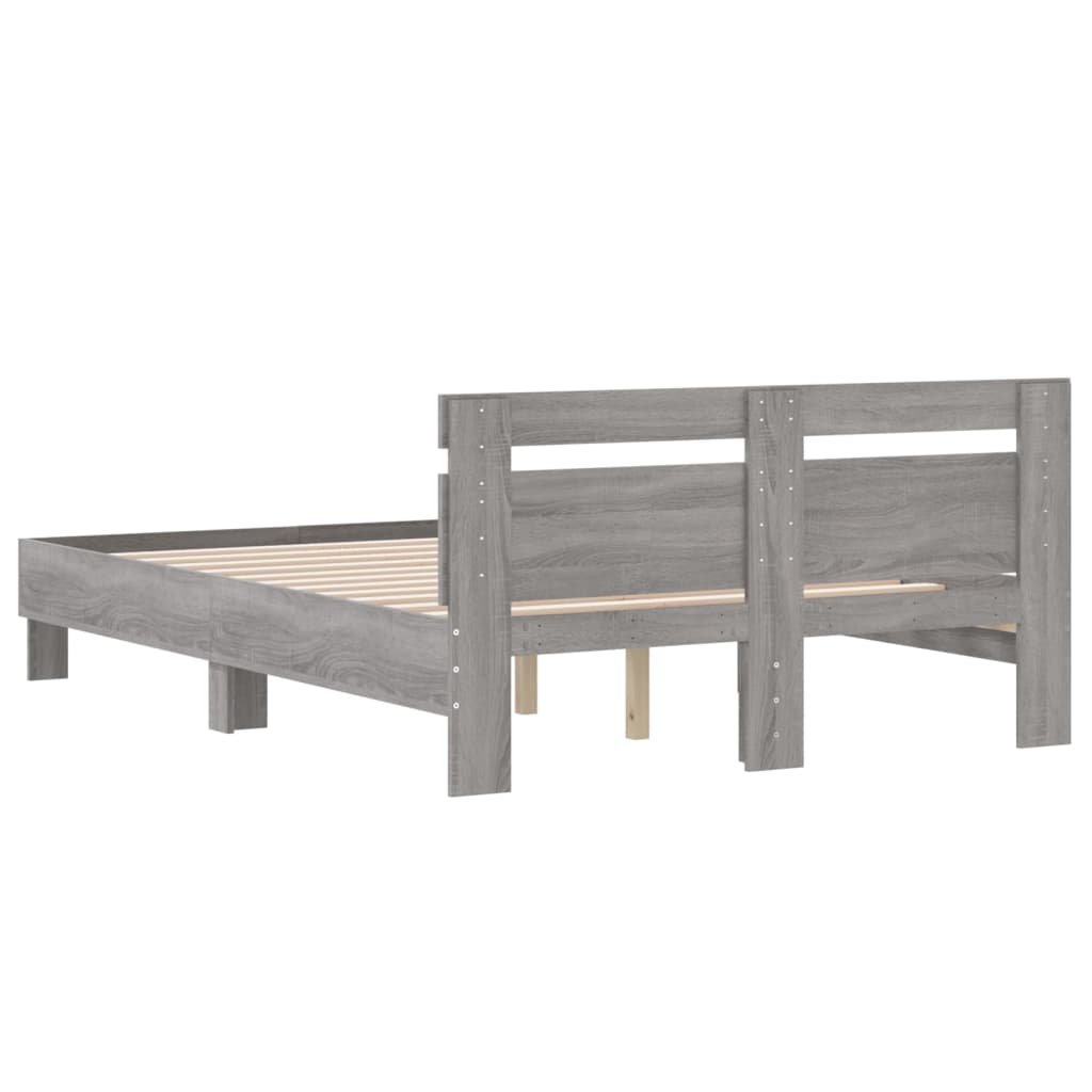 vidaXL Bed Frame without Mattress Grey Sonoma 135x190 cm Double