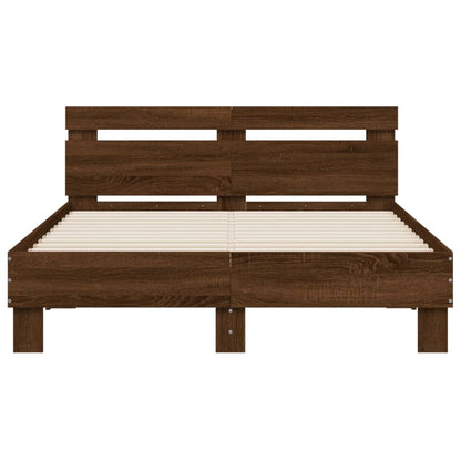 vidaXL Bed Frame without Mattress Brown Oak 135x190 cm Double