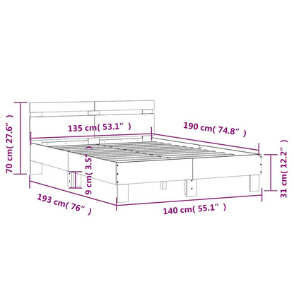 vidaXL Bed Frame without Mattress Brown Oak 135x190 cm Double