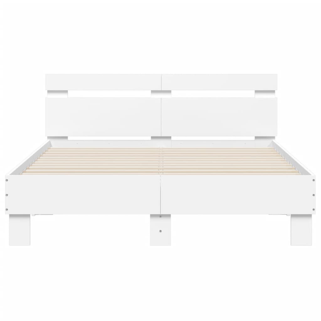 vidaXL Bed Frame | White | Engineered wood, Plywood | Small Double | Modern