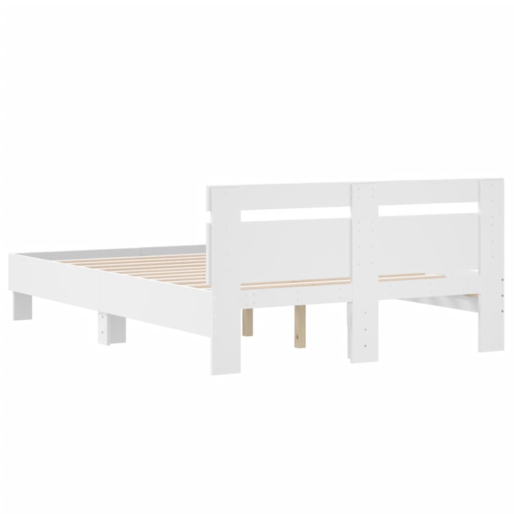 vidaXL Bed Frame | White | Engineered wood, Plywood | Small Double | Modern