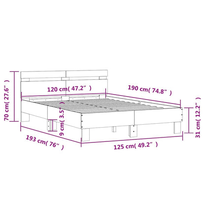 vidaXL Bed Frame without Mattress White 120x190 cm
