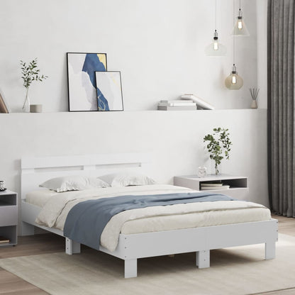 vidaXL Bed Frame | White | Engineered wood, Plywood | Small Double | Modern