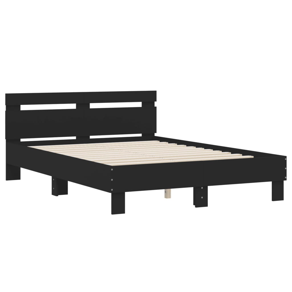 vidaXL Bed Frame | Black | Engineered wood, Plywood | Small Double | Durable