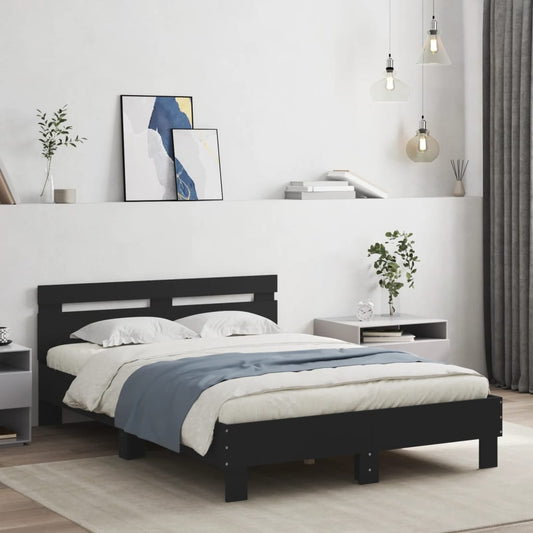 vidaXL Bed Frame | Black | Engineered wood, Plywood | Small Double | Durable