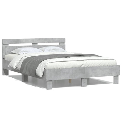 vidaXL Bed Frame | Concrete grey | Engineered wood | Double |  Durable