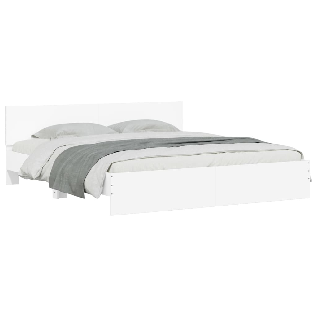 vidaXL Bed Frame | White | Engineered wood, Plywood | Double Bed |  Durable
