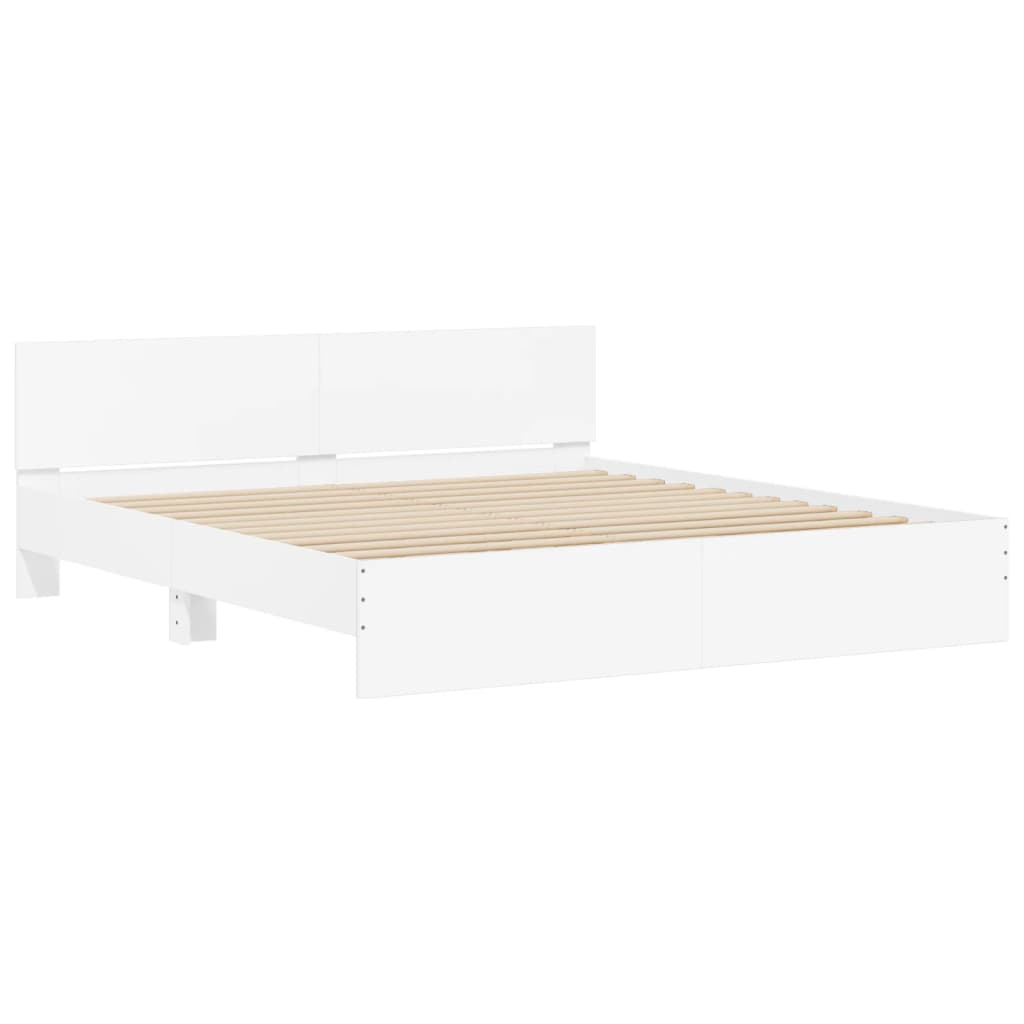 vidaXL Bed Frame | White | Engineered wood, Plywood | Double Bed |  Durable