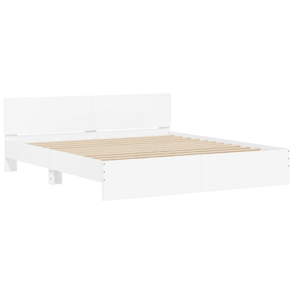 vidaXL Bed Frame | White | Engineered wood, Plywood | Double Bed |  Durable