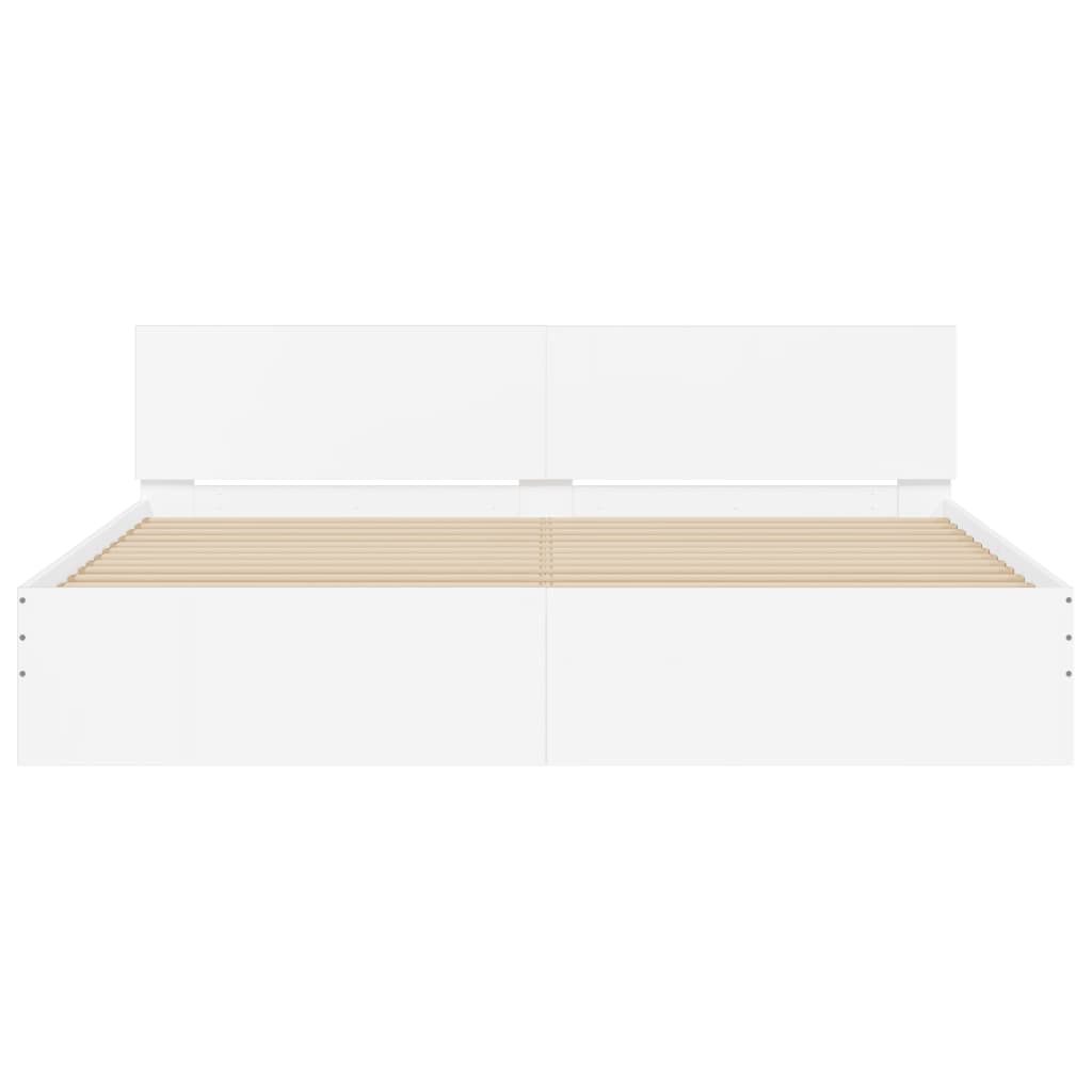 vidaXL Bed Frame | White | Engineered wood, Plywood | Double Bed |  Durable