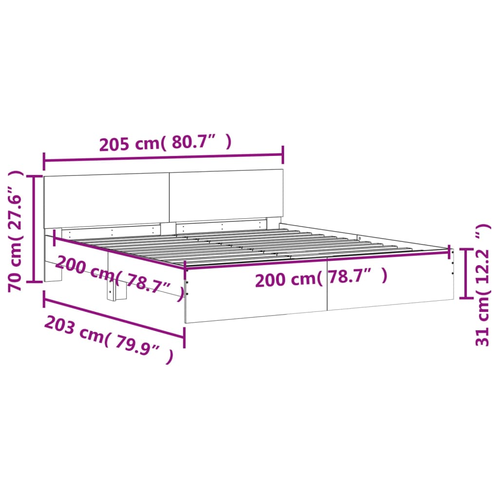 vidaXL Bed Frame | White | Engineered wood, Plywood | Double Bed |  Durable