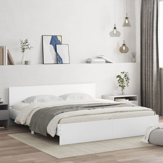 vidaXL Bed Frame | White | Engineered wood, Plywood | Double Bed |  Durable