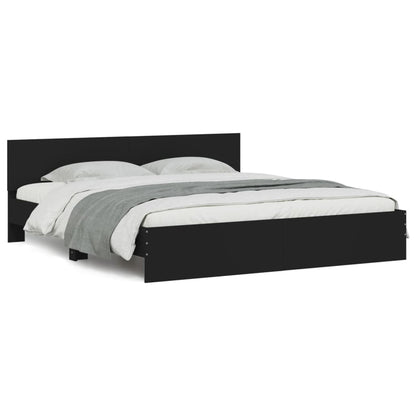 vidaXL Bed Frame | Black | Engineered wood and plywood | 200x200 cm | Modern