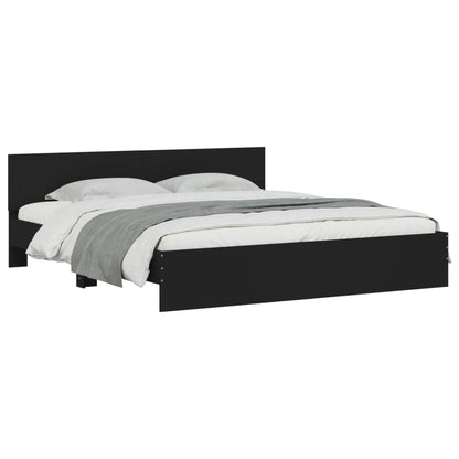 vidaXL Bed Frame | Black | Engineered wood and plywood | 200x200 cm | Modern
